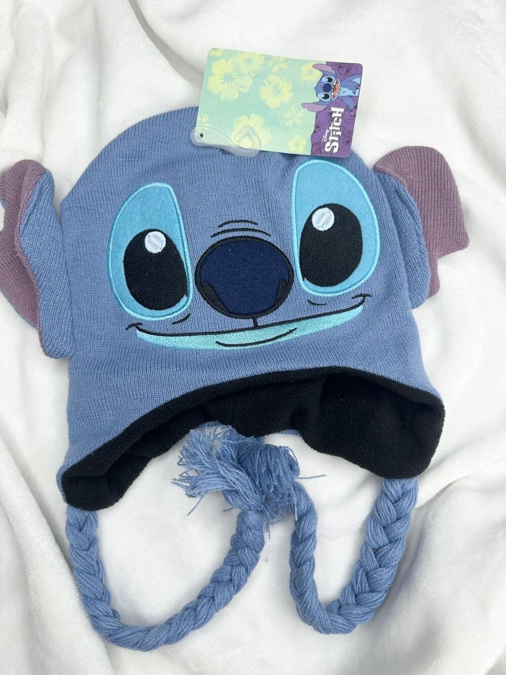 Disney Hat Trapper Girl One Size Blue Stitch Lilo & Stitch Ear Flap Fleece Lined